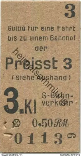 Deutschland - Berlin - Berliner S-Bahnverkehr - Gültig für eine Fahrt bis zu einem Bahnhof der Preisstufe 3 - Fahrkarte