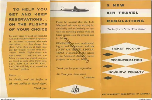 USA - 3 new air travel regulations - air transport association of america - Faltblatt Juni 1957
