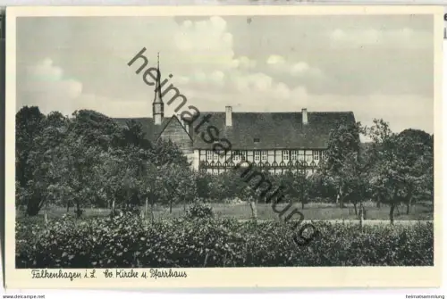 Falkenhagen in Lippe - ev. Kirche und Pfarrhaus - Verlag Römer-Karte Dortmund