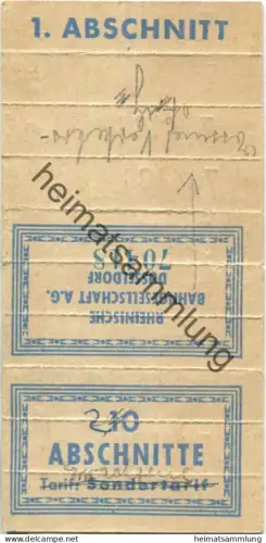 Deutschland - Rheinische Bahngesellschaft A.G. Düsseldorf - Rheinbahn - Fahrkarte