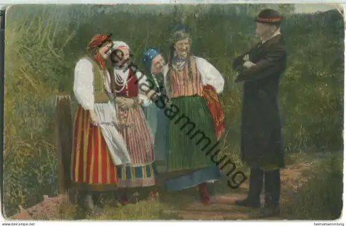 Polnische Typen - Der Hahn im Korbe - Feldpost - gel. 1917