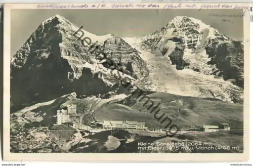 Kleine Scheidegg mit Eiger und Mönch - Foto-Ansichtskarte - Edition Photoglob Zürich - gel. 1928