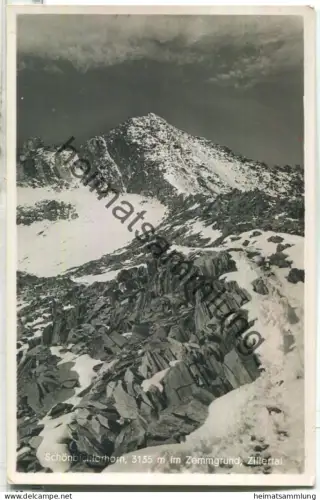 Schönbichlerhorn im Zemmgrund Zillertal - Foto-Ansichtskarte - Verlag Joh. Maidler Mayrhofen - gel. 1942