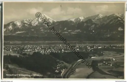 Villach mit Mittagskogel - Foto-Ansichtskarte - Verlag Franz Schilcher Klagenfurt 1930