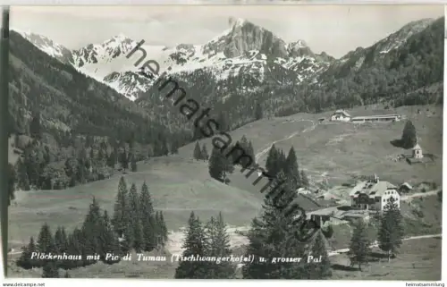Plöckenhaus mit Pic di Tumau - Tischlwangerkofel und grosser Pal - Foto-Ansichtskarte - Verlag Franz Knollmüller Graz