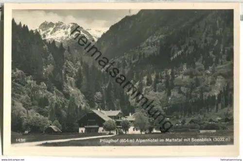 Pflüglhof - Alpenhotel im Maltatal mit Sonnblick - Foto-Ansichtskarte - Verlag Franz Schilcher Klagenfurt 1939