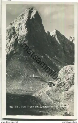 Eduard Pichl Hütte am Wolayersee mit Seekopf - Foto-Ansichtskarte - Eophot Postkartenvertrieb Wien