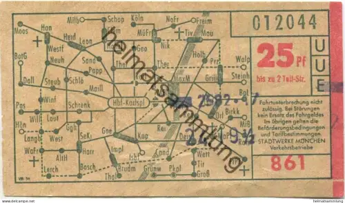 Deutschland - Stadtwerke München Verkehrsbetriebe - Fahrschein .-25Pf