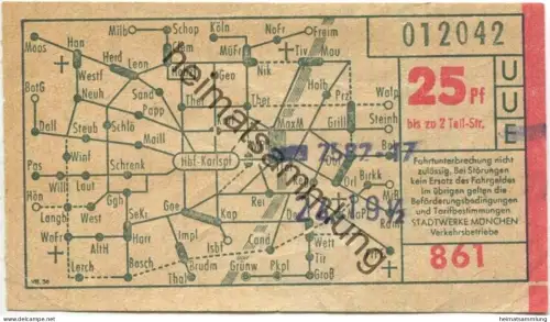 Deutschland - Stadtwerke München Verkehrsbetriebe - Fahrschein .-25Pf