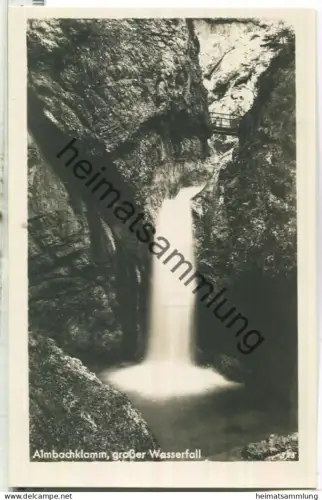 Almbachklamm - grosser Wasserfall - Foto-Ansichtskarte - Verlag J. Schmidt Berchtesgaden
