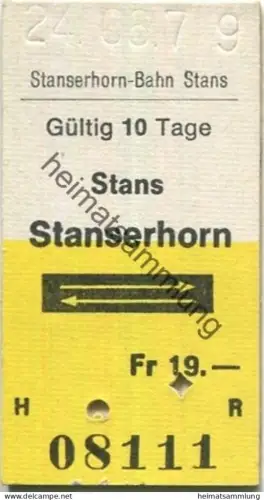 Schweiz - Stranserhorn-Bahn Stans - Stans Stanserhorn retour - Fahrkarte 1979
