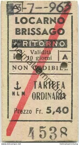 Schweiz - NLM Locarno Brissago ritorno - Fahrkarte 1963
