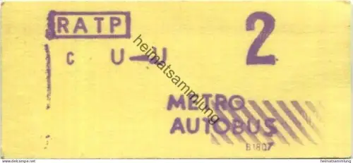 Frankreich - Paris - RATP - Autobus - Metro - Fahrschein