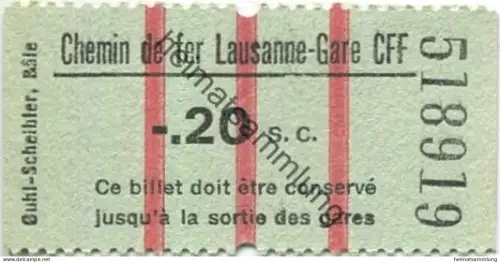 Schweiz - Zahnradbahn - Chemin de fer Lausanne-Gare CFF - Fahrkarte