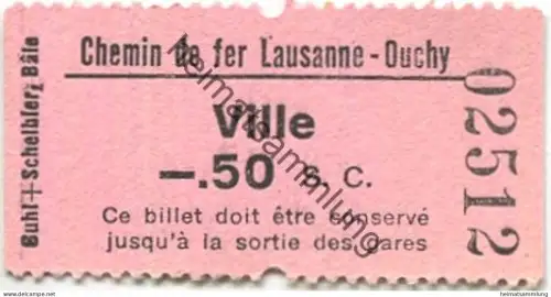 Schweiz - Zahnradbahn - Chemin de fer Lausanne-Ouchy - Ville - Fahrkarte