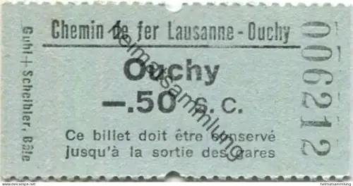 Schweiz - Zahnradbahn - Chemin de fer Lausanne-Ouchy - Ouchy - Fahrkarte