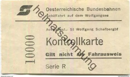 Österreich - Österreichische Bundesbahnen - Schiffart auf dem Wolfgangsee - St. Wolfgang Schafbergbahnhof - Kontrollmark