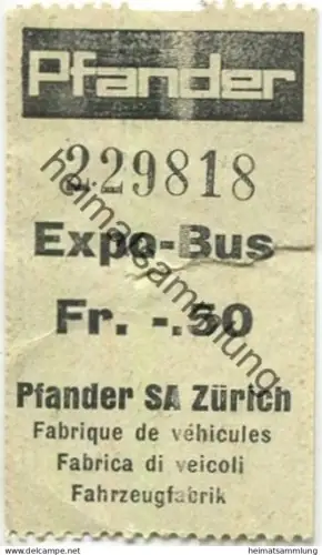 Schweiz - Lausanne - Expo-Bus - Fahrschein Fr. -.50