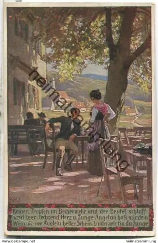 Paul Hey - Volksliederkarte Nr. 40 - Kein Tropfen im Becher - Verein für das Deutschtum im Ausland Berlin - Feldpost