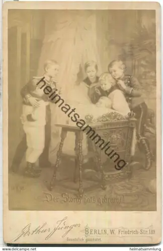 Der Storch hat's gebracht! 1892 - Die Kinder von Kaiser Wilhelm II. - Kabinettphoto 10cm x 16cm