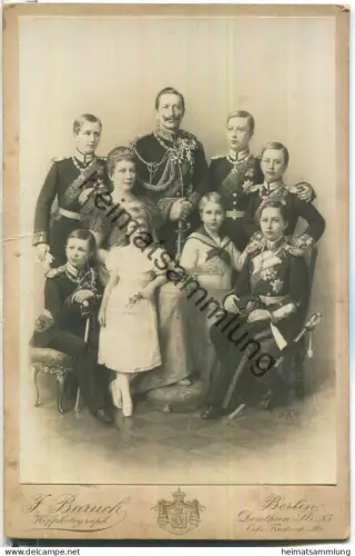 Kaiser Wilhelm II. mit Familie - Kabinettphoto 10cm x 16cm - F. Baruch Hofphotograph Berlin