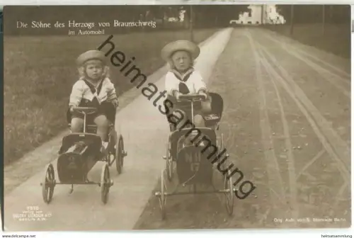 Die Söhne des Herzogs von Braunschweig im Automobil - Verlag Gustav Liersch Berlin