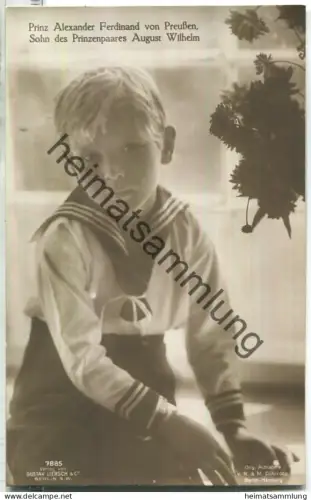 Prinz Alexander Ferdinand von Preussen - Sohn des Prinzenpaares August Wilhelm - Verlag Gustav Liersch Berlin