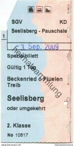 Schweiz - SGV Seelisberg Pauschale - Spezialbillett - Beckenried oder Flüelen Treib Seelisberg oder umgekehrt - Fahrkart