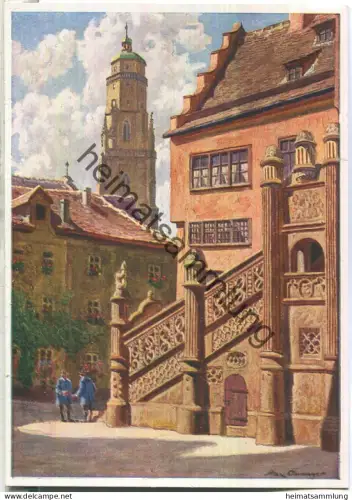 Nördlingen - Alte Rathaustreppe signiert M. Ohmayer - Verlag Stoja-Verlag Nürnberg