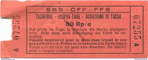 Schweiz - SBB CFF FFS - Taxmarke 50Rp.