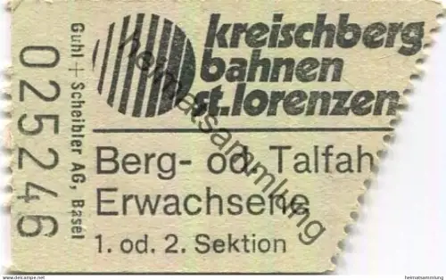 Schweiz - Kreischberg Bahnen St. Lorenzen 1981 - Fahrschein - Berg- und Talfahrt