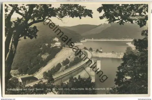 Urfttalsperre mit Hotel Seehof - Foto-Ansichtskarte - Cramers Kunstanstalt Dortmund