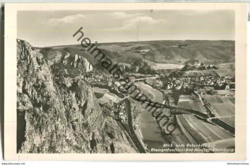 Blick vom Rotenfels auf Rheingrafenstein - Bad Münster - Ebernburg - Foto-Ansichtskarte