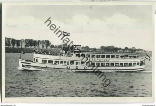 Weserstolz - Fahrgastschiff - Reederei Bremen Kaiserbrücke Otto W. A. Schreiber - Verlag H. Lika Bremen 30er Jahre