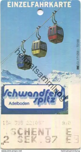 Schweiz - Adelboden - Schwandfeldspitz - Tschentschenalp - Einzelfahrkarte 1997