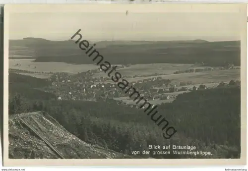 Blick auf Braunlage von der grossen Wurmbergklippe - Foto-Ansichtskarte - Verlag Hans Rudolphi Braunlage 30er Jahre