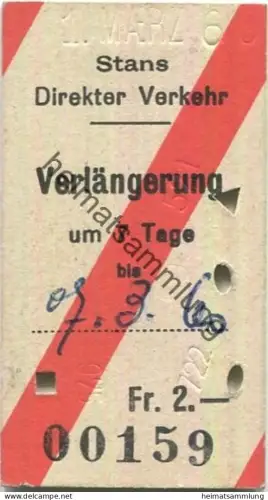 Schweiz - Stans - Direkter Verkehr - Verlängerung um 7 Tage 1960