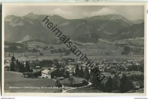 Gasthaus und Cafe Kühberg mit Blick auf Oberstdorf - Foto-Ansichtskarte 30er Jahre