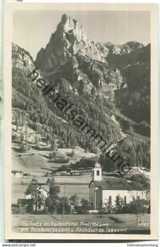 Gschnitz mit Torsäule und Kirchdachspitze - Foto-Ansichtskarte - Verlag A. Stockhammer Hall 30er Jahre