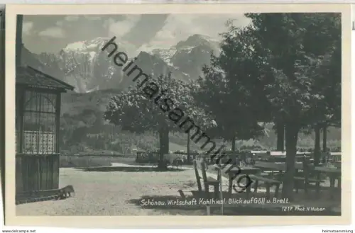 Schönau - Wirtschaft Kohlhiesl - Blick auf Göll und Brett - Verlag Hans Huber München 30er Jahre