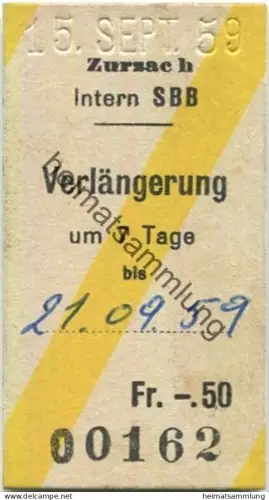 Schweiz - Zurzach - Verlängerung um 7 Tage 1959