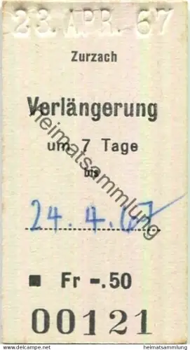 Schweiz - Zurzach - Verlängerung um 7 Tage 1967