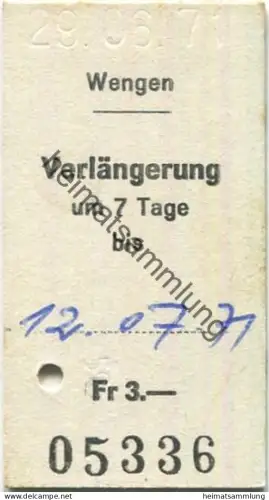 Schweiz - Wengen - Verlängerung um 7 Tage 1971