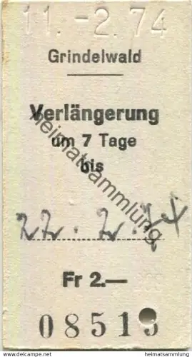 Schweiz - Grindelwald - Verlängerung um 7 Tage 1974