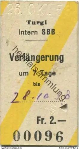 Schweiz - Turgi - Verlängerung um 7 Tage 1958