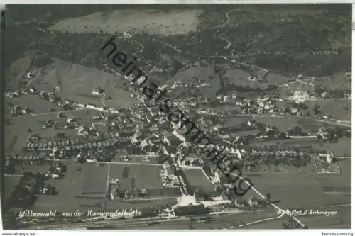 Mittenwald von der Karwendelhütte - Foto-Ansichtskarte - Verlag H. Birkmeyer Garmisch 30er Jahre