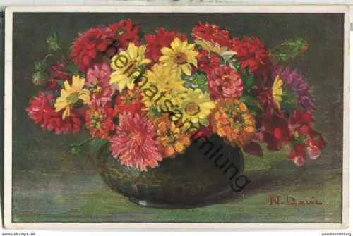 Astern - Blumenstrauss - signiert N. Davic - gel. 1919