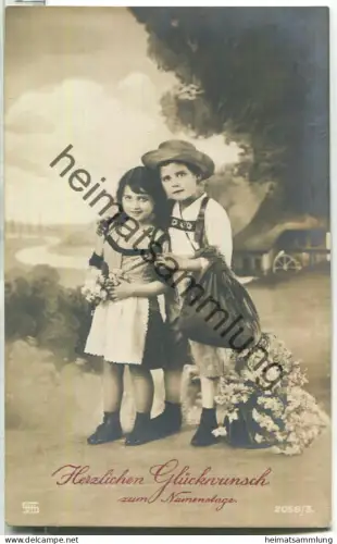 Namenstag - Kinder mit Blumen - Verlag SDK 2058/3 - gel. 1918