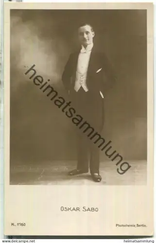 Oskar Sabo - Verlag Photochemie Berlin K. 1760 - Rückseite beschrieben 1919