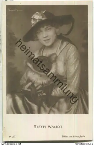 Steffi Wallidt mit Hund - Verlag Photochemie Berlin K. 271 - Rückseite beschrieben 1918